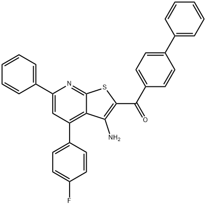 [3-amino-4-(4-fluorophenyl)-6-phenylthieno[2,3-b]pyridin-2-yl]([1,1'-biphenyl]-4-yl)methanone 结构式