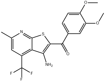 [3-amino-6-methyl-4-(trifluoromethyl)thieno[2,3-b]pyridin-2-yl](3,4-dimethoxyphenyl)methanone 结构式