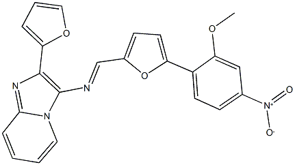 2-(2-furyl)-3-{[(5-{4-nitro-2-methoxyphenyl}-2-furyl)methylene]amino}imidazo[1,2-a]pyridine 结构式
