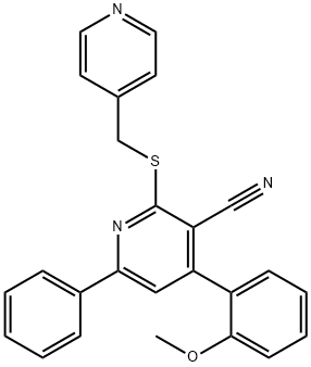 4-(2-methoxyphenyl)-6-phenyl-2-[(4-pyridinylmethyl)sulfanyl]nicotinonitrile 结构式