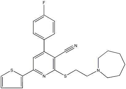 2-{[2-(1-azepanyl)ethyl]sulfanyl}-4-(4-fluorophenyl)-6-(2-thienyl)nicotinonitrile 结构式