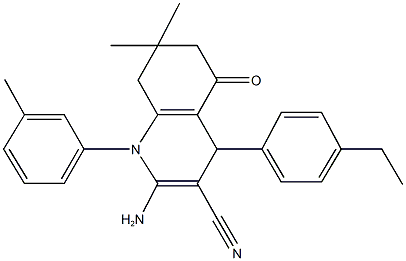 2-amino-4-(4-ethylphenyl)-7,7-dimethyl-1-(3-methylphenyl)-5-oxo-1,4,5,6,7,8-hexahydro-3-quinolinecarbonitrile 结构式