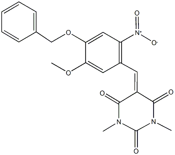 5-{4-(benzyloxy)-2-nitro-5-methoxybenzylidene}-1,3-dimethyl-2,4,6(1H,3H,5H)-pyrimidinetrione 结构式