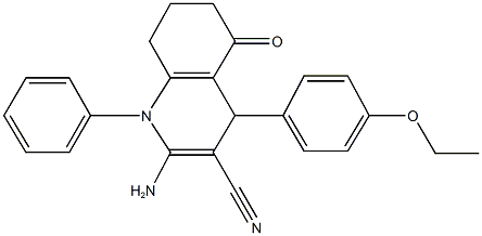 2-amino-4-(4-ethoxyphenyl)-5-oxo-1-phenyl-1,4,5,6,7,8-hexahydro-3-quinolinecarbonitrile 结构式