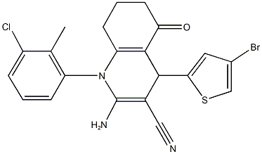 2-amino-4-(4-bromothien-2-yl)-1-(3-chloro-2-methylphenyl)-5-oxo-1,4,5,6,7,8-hexahydroquinoline-3-carbonitrile 结构式