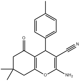 2-amino-7,7-dimethyl-4-(4-methylphenyl)-5-oxo-5,6,7,8-tetrahydro-4H-chromene-3-carbonitrile 结构式