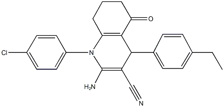 2-amino-1-(4-chlorophenyl)-4-(4-ethylphenyl)-5-oxo-1,4,5,6,7,8-hexahydro-3-quinolinecarbonitrile 结构式