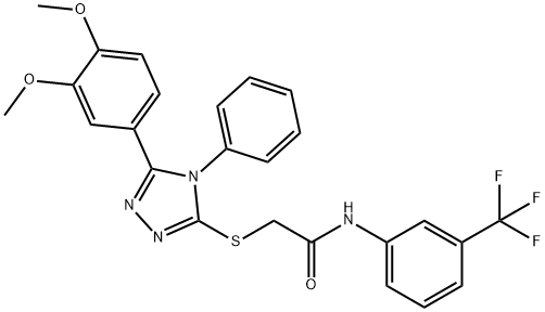 2-{[5-(3,4-dimethoxyphenyl)-4-phenyl-4H-1,2,4-triazol-3-yl]sulfanyl}-N-[3-(trifluoromethyl)phenyl]acetamide 结构式