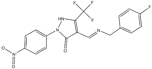 4-{[(4-fluorobenzyl)imino]methyl}-2-{4-nitrophenyl}-5-(trifluoromethyl)-1,2-dihydro-3H-pyrazol-3-one 结构式
