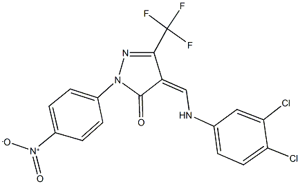 4-[(3,4-dichloroanilino)methylene]-2-{4-nitrophenyl}-5-(trifluoromethyl)-2,4-dihydro-3H-pyrazol-3-one 结构式