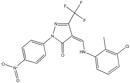 4-[(3-chloro-2-methylanilino)methylene]-2-{4-nitrophenyl}-5-(trifluoromethyl)-2,4-dihydro-3H-pyrazol-3-one 结构式