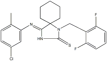 4-[(5-chloro-2-methylphenyl)imino]-1-(2,6-difluorobenzyl)-1,3-diazaspiro[4.5]decane-2-thione 结构式