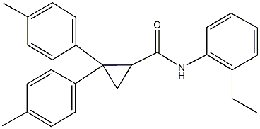 N-(2-ethylphenyl)-2,2-bis(4-methylphenyl)cyclopropanecarboxamide 结构式