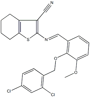 2-({2-[(2,4-dichlorobenzyl)oxy]-3-methoxybenzylidene}amino)-4,5,6,7-tetrahydro-1-benzothiophene-3-carbonitrile 结构式