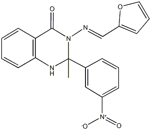 3-[(2-furylmethylene)amino]-2-{3-nitrophenyl}-2-methyl-2,3-dihydro-4(1H)-quinazolinone 结构式
