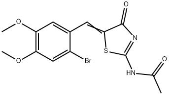 N-[5-(2-bromo-4,5-dimethoxybenzylidene)-4-oxo-1,3-thiazolidin-2-ylidene]acetamide 结构式