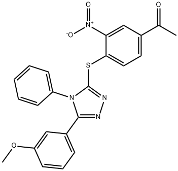 1-(3-nitro-4-{[5-(3-methoxyphenyl)-4-phenyl-4H-1,2,4-triazol-3-yl]sulfanyl}phenyl)ethanone 结构式