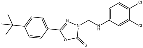 5-(4-tert-butylphenyl)-3-[(3,4-dichloroanilino)methyl]-1,3,4-oxadiazole-2(3H)-thione 结构式