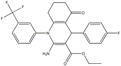 ethyl 2-amino-4-(4-fluorophenyl)-5-oxo-1-[3-(trifluoromethyl)phenyl]-1,4,5,6,7,8-hexahydro-3-quinolinecarboxylate 结构式