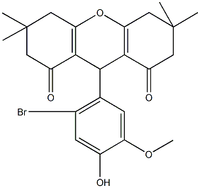 9-(2-bromo-4-hydroxy-5-methoxyphenyl)-3,3,6,6-tetramethyl-3,4,5,6,7,9-hexahydro-1H-xanthene-1,8(2H)-dione 结构式
