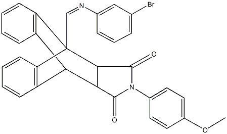 1-{(Z)-[(3-bromophenyl)imino]methyl}-17-(4-methoxyphenyl)-17-azapentacyclo[6.6.5.0~2,7~.0~9,14~.0~15,19~]nonadeca-2,4,6,9,11,13-hexaene-16,18-dione 结构式