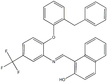 1-({[2-(2-benzylphenoxy)-5-(trifluoromethyl)phenyl]imino}methyl)-2-naphthol 结构式