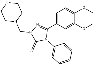 5-(3,4-dimethoxyphenyl)-2-(4-morpholinylmethyl)-4-phenyl-2,4-dihydro-3H-1,2,4-triazole-3-thione 结构式