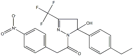 5-(4-ethylphenyl)-1-({4-nitrophenyl}acetyl)-3-(trifluoromethyl)-4,5-dihydro-1H-pyrazol-5-ol 结构式