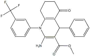 methyl 2-amino-5-oxo-4-phenyl-1-[3-(trifluoromethyl)phenyl]-1,4,5,6,7,8-hexahydro-3-quinolinecarboxylate 结构式