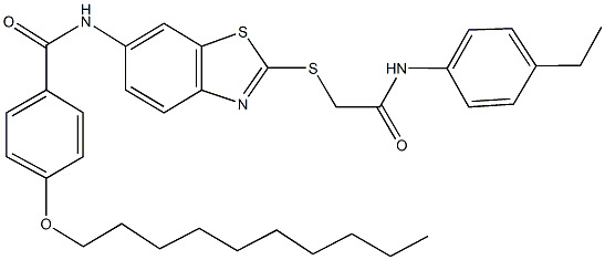 4-(decyloxy)-N-(2-{[2-(4-ethylanilino)-2-oxoethyl]sulfanyl}-1,3-benzothiazol-6-yl)benzamide 结构式