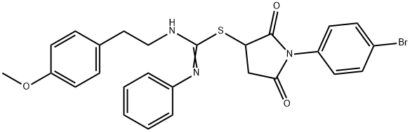 1-(4-bromophenyl)-2,5-dioxo-3-pyrrolidinyl N-[2-(4-methoxyphenyl)ethyl]-N'-phenylimidothiocarbamate 结构式