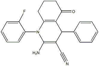 2-amino-1-(2-fluorophenyl)-5-oxo-4-phenyl-1,4,5,6,7,8-hexahydro-3-quinolinecarbonitrile 结构式