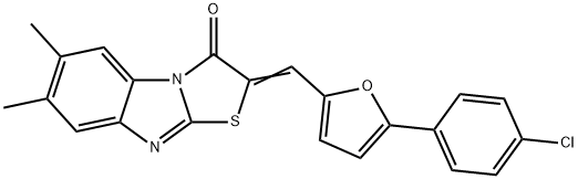 2-{[5-(4-chlorophenyl)-2-furyl]methylene}-6,7-dimethyl[1,3]thiazolo[3,2-a]benzimidazol-3(2H)-one 结构式