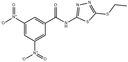 N-[5-(ethylsulfanyl)-1,3,4-thiadiazol-2-yl]-3,5-bisnitrobenzamide 结构式