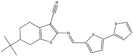 5-{[(6-tert-butyl-3-cyano-4,5,6,7-tetrahydro-1-benzothien-2-yl)imino]methyl}-2,2'-bithiophene 结构式