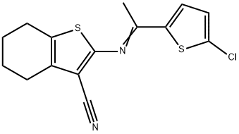 2-{[1-(5-chloro-2-thienyl)ethylidene]amino}-4,5,6,7-tetrahydro-1-benzothiophene-3-carbonitrile 结构式