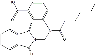 3-[[(1,3-dioxo-1,3-dihydro-2H-isoindol-2-yl)methyl](hexanoyl)amino]benzoic acid 结构式