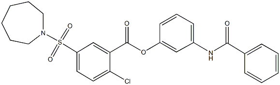 3-(benzoylamino)phenyl 5-(1-azepanylsulfonyl)-2-chlorobenzoate 结构式