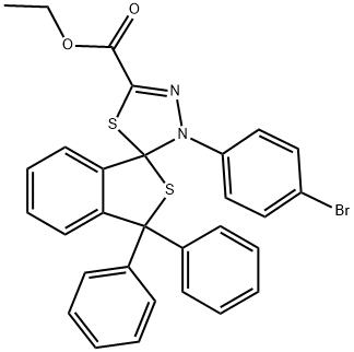 ethyl 4'-(4-bromophenyl)-1,1-diphenyl-1,3,4',5'-tetrahydrospiro(2-benzothiophene-3,5'-[1,3,4]-thiadiazole)-2'-carboxylate 结构式