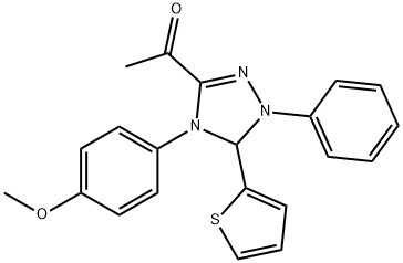 1-[4-(4-methoxyphenyl)-1-phenyl-5-(2-thienyl)-4,5-dihydro-1H-1,2,4-triazol-3-yl]ethanone 结构式