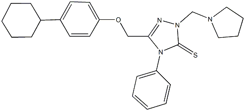 5-[(4-cyclohexylphenoxy)methyl]-4-phenyl-2-(1-pyrrolidinylmethyl)-2,4-dihydro-3H-1,2,4-triazole-3-thione 结构式