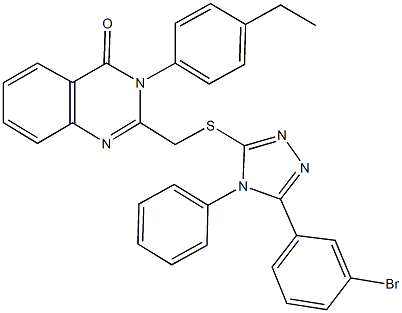 2-({[5-(3-bromophenyl)-4-phenyl-4H-1,2,4-triazol-3-yl]sulfanyl}methyl)-3-(4-ethylphenyl)-4(3H)-quinazolinone 结构式