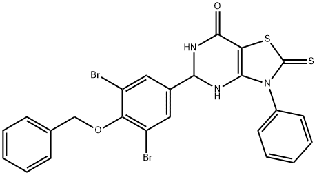 5-[4-(benzyloxy)-3,5-dibromophenyl]-3-phenyl-2-thioxo-2,3,5,6-tetrahydro[1,3]thiazolo[4,5-d]pyrimidin-7(4H)-one 结构式