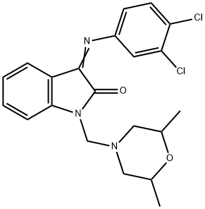 3-[(3,4-dichlorophenyl)imino]-1-[(2,6-dimethyl-4-morpholinyl)methyl]-1,3-dihydro-2H-indol-2-one 结构式