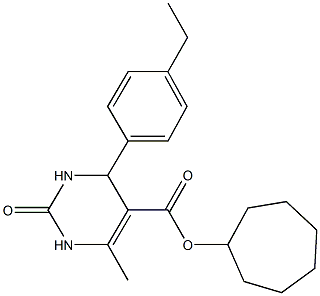 cycloheptyl 4-(4-ethylphenyl)-6-methyl-2-oxo-1,2,3,4-tetrahydro-5-pyrimidinecarboxylate 结构式