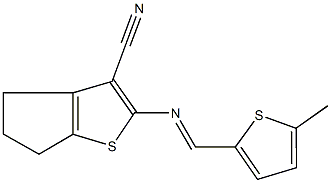 2-{[(5-methyl-2-thienyl)methylene]amino}-5,6-dihydro-4H-cyclopenta[b]thiophene-3-carbonitrile 结构式