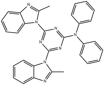 4,6-bis(2-methyl-1H-benzimidazol-1-yl)-N,N-diphenyl-1,3,5-triazin-2-amine 结构式