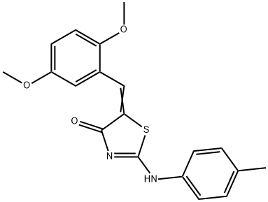 5-(2,5-dimethoxybenzylidene)-2-[(4-methylphenyl)imino]-1,3-thiazolidin-4-one 结构式