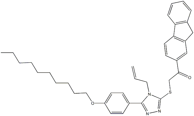 2-({4-allyl-5-[4-(decyloxy)phenyl]-4H-1,2,4-triazol-3-yl}sulfanyl)-1-(9H-fluoren-2-yl)ethanone 结构式