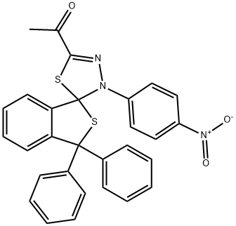 1-[1,1-diphenyl-4'-(4-nitrophenyl)-1,3,4',5'-tetrahydrospiro(2-benzothiophene-3,5'-[1,3,4]-thiadiazole)-2'-yl]ethanone 结构式